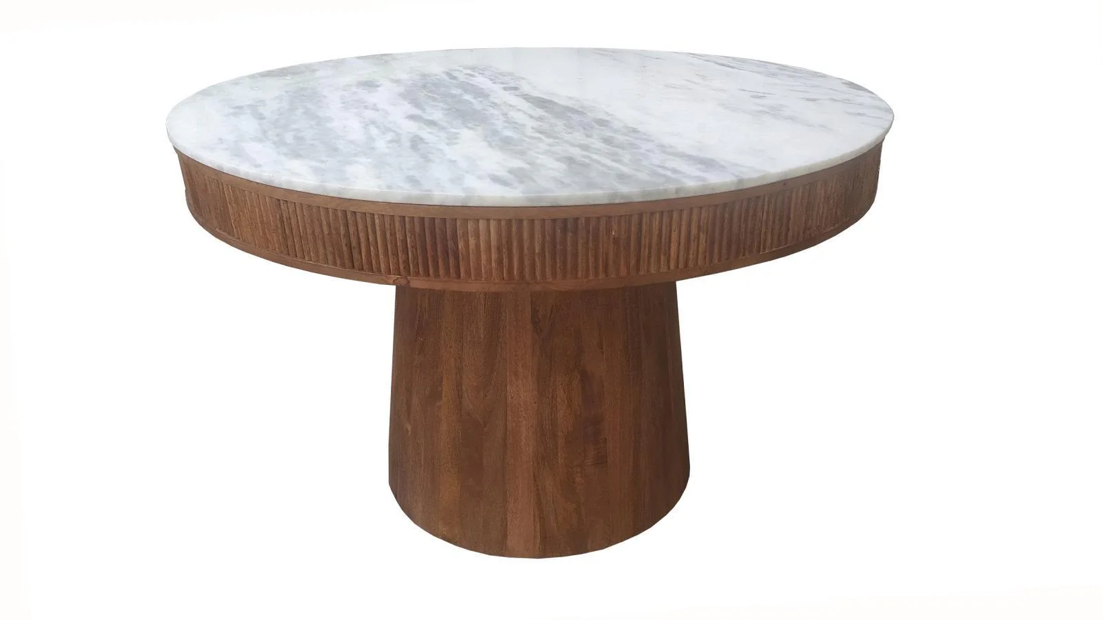 Ortega Round 46-inch Marble Top Wood Dining Table Natural - Image 1