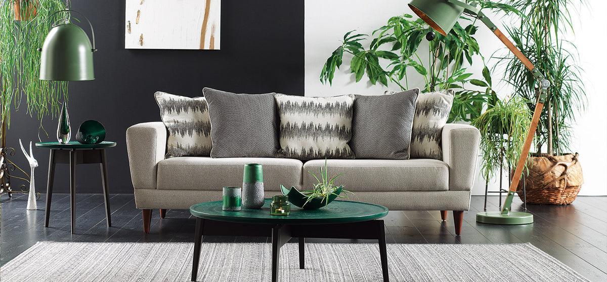 Dolce Padua Cream Blue 3-Seater Sofa Bed