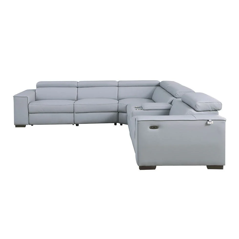 Picasso Light Gray 6-Piece Power Reclining Sectional - Image 3