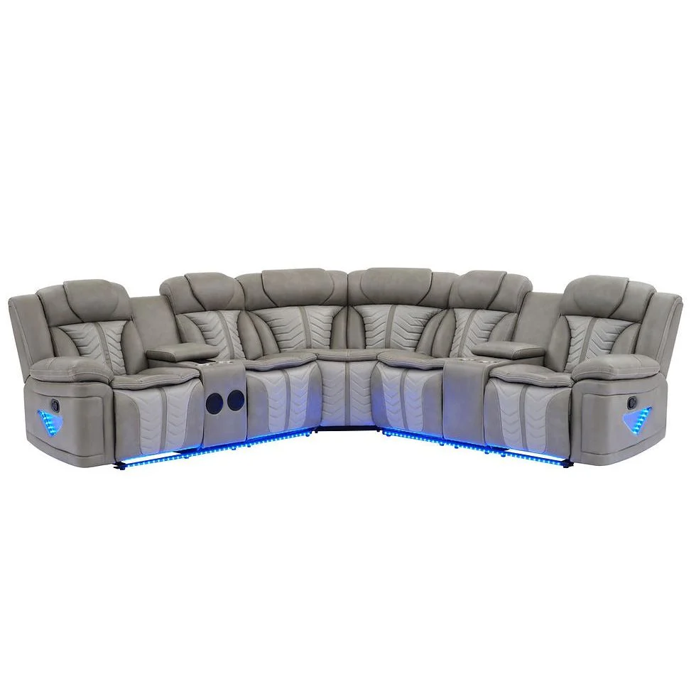 Innova Gray Air Leather Reclining Sectional - Image 2