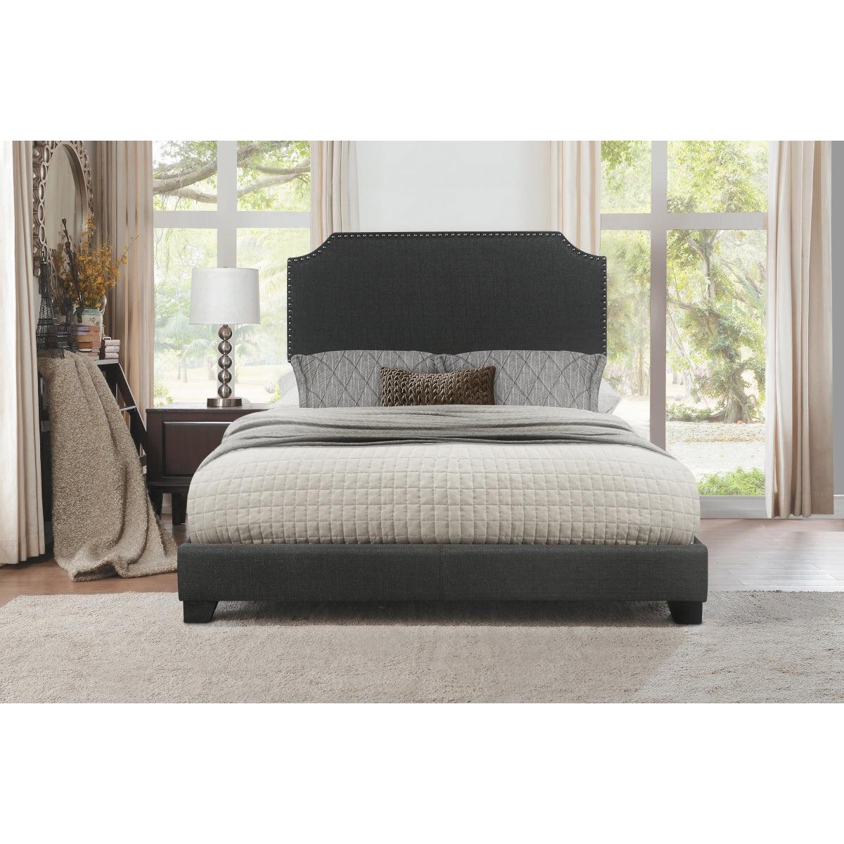 Miranda Dark Gray Fabric Queen Bed - Image 1