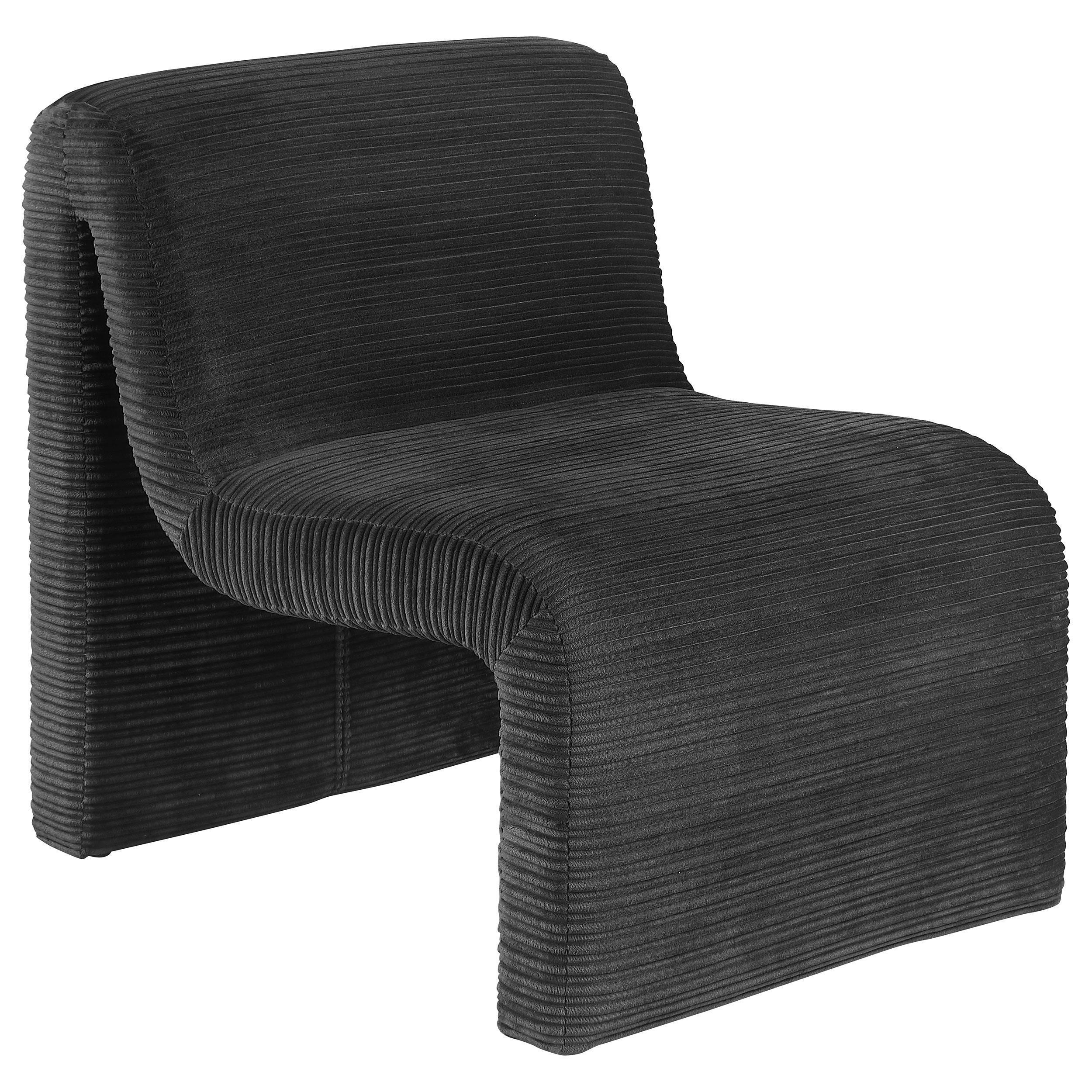 Drayton Upholstered Curved Armless Accent Chair Black - Image 2