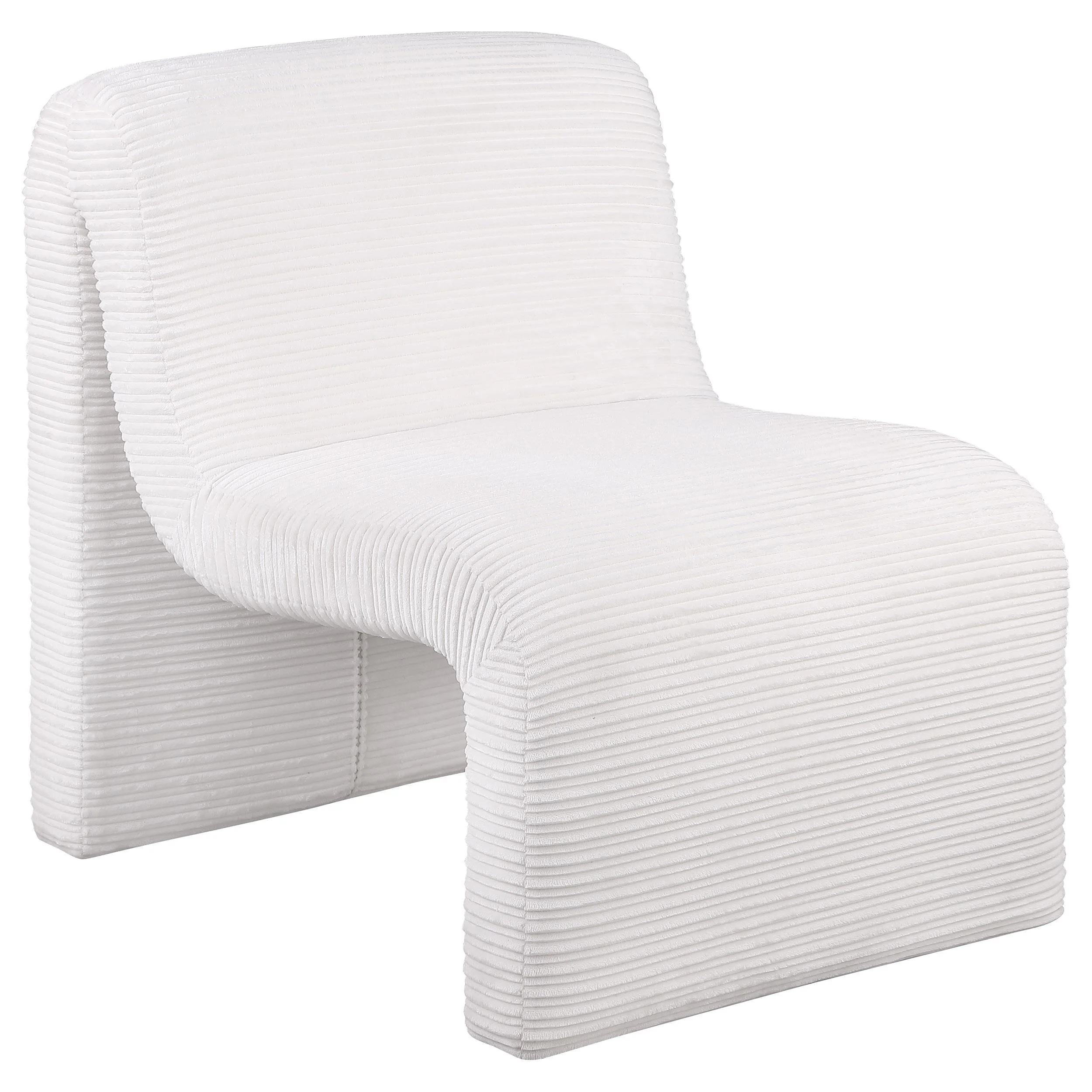 Drayton Upholstered Curved Armless Accent Chair Ivory - Image 2