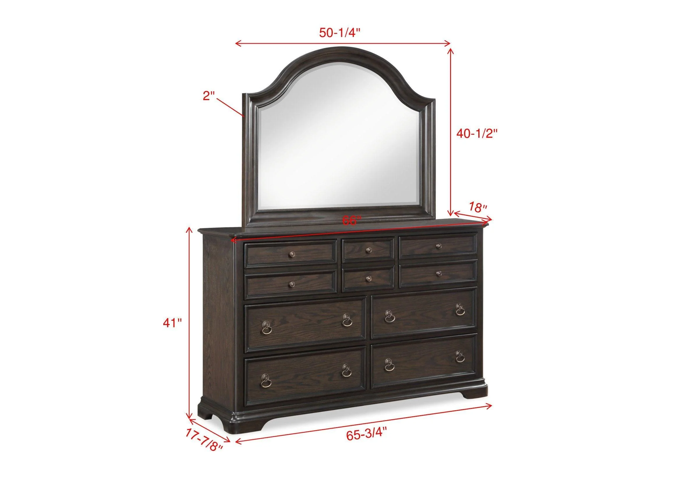 Duke Dresser Cherry Brown Backplate Drawers - Image 2
