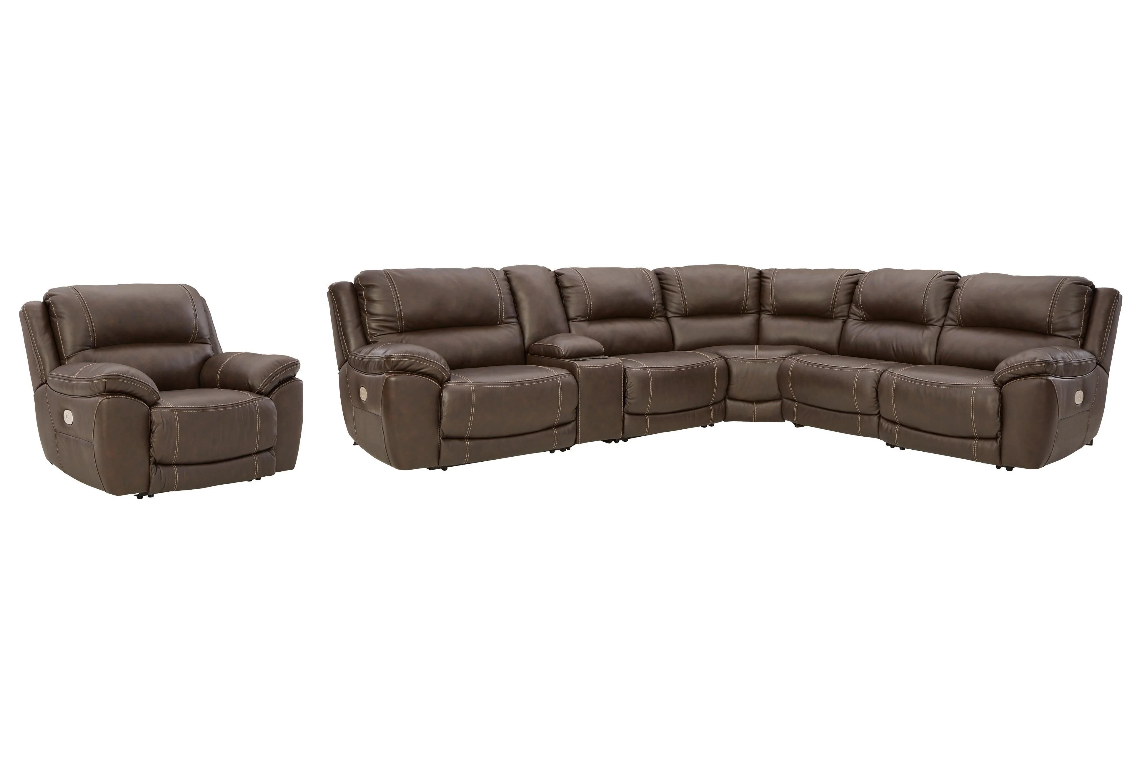 Dunleith Chocolate 6-Piece Sectional With Recliner - Image 2