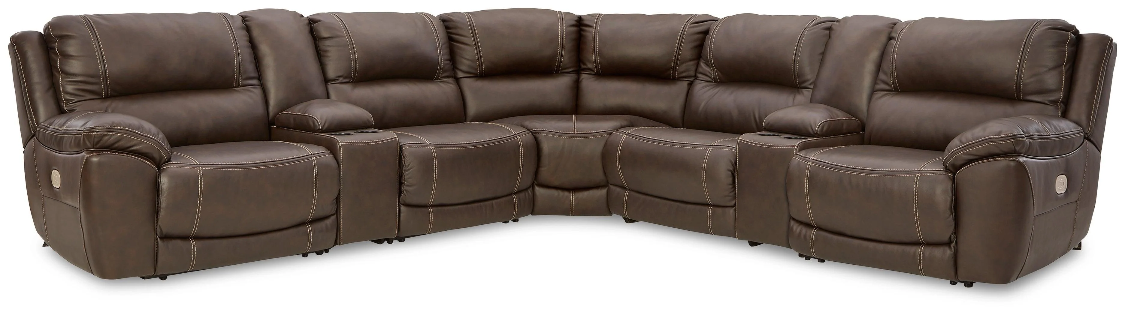 Dunleith Chocolate Leather 7-Piece Power Reclining Sectional - Image 2