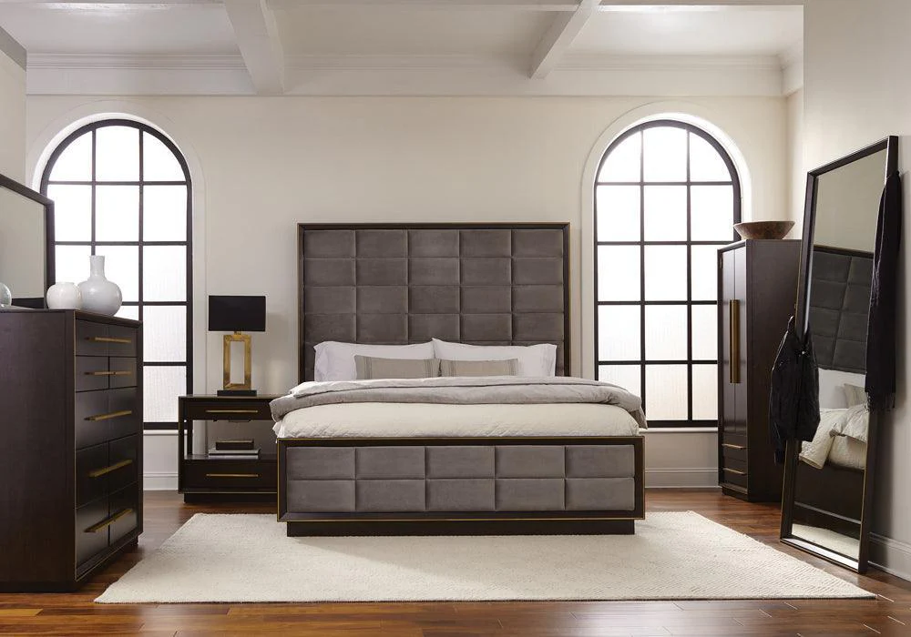 Durango Smoked Peppercorn Gray Upholstered Bedroom Set - Image 1