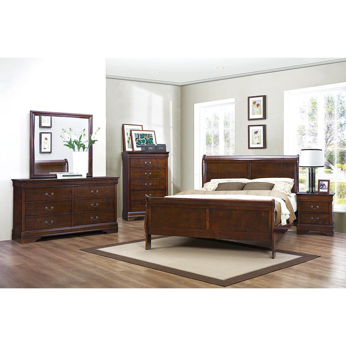 Mayville Brown Cherry Sleigh Queen Bed - Image 3