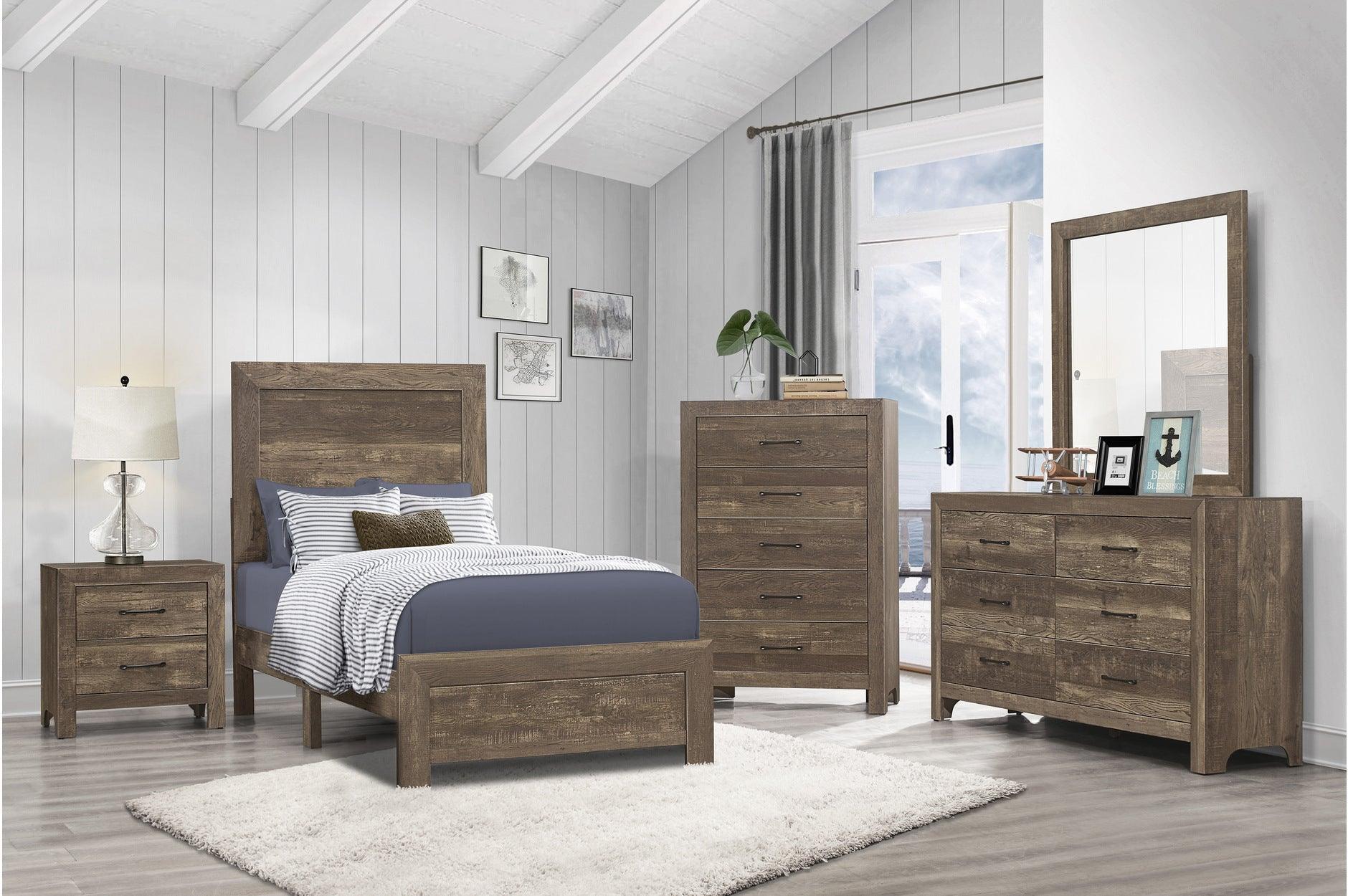 Corbin Brown Wodd Panel Bedroom Set