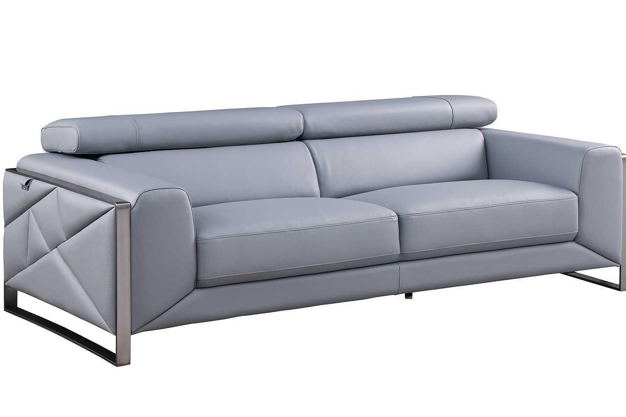 Giorgio Light Blue Leather Sofa - Image 3