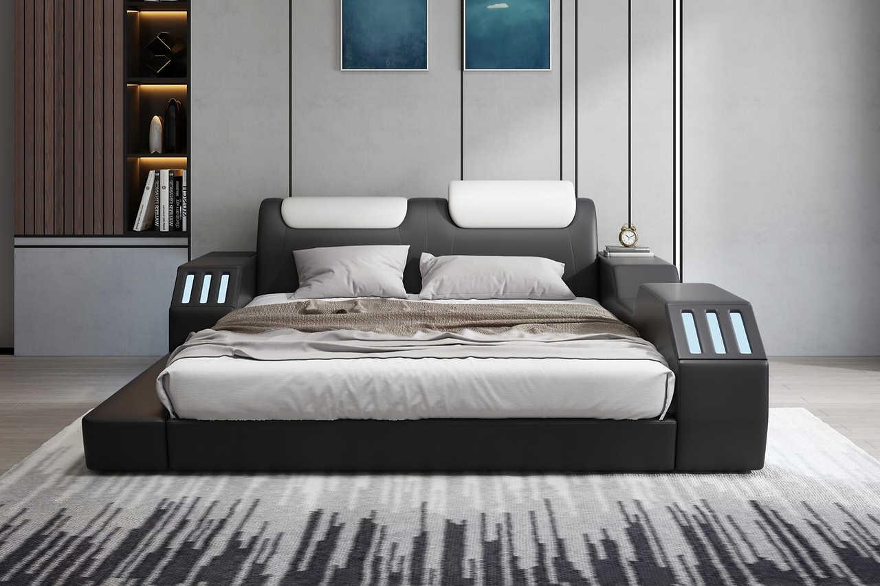Matrix Black Leather Queen Bed - Image 2