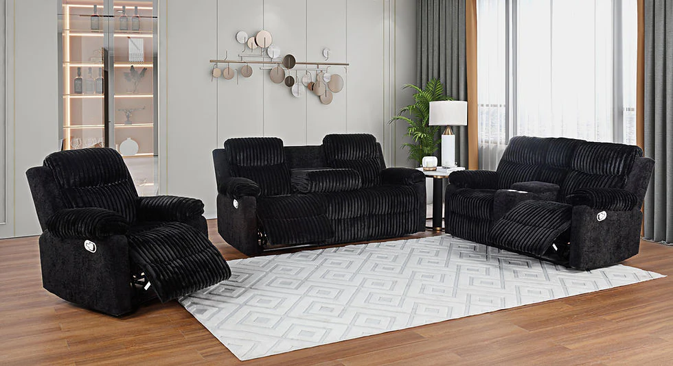Lexy Black Microfiber Reclining Set - Image 1