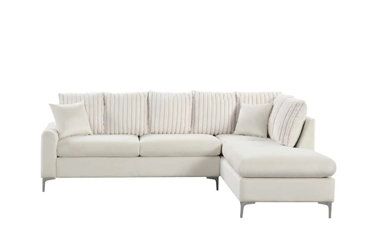 Elina Beige Velvet Sectional - Image 2