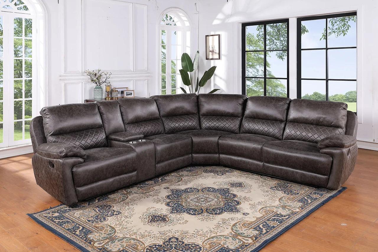 Martino Gray Faux Leather Sectional - Image 1