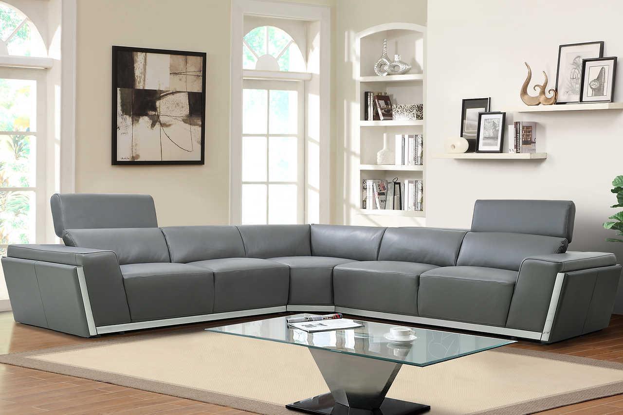 Domo Grey Leather Sectional - Image 1