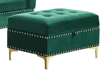 Joy Green Storage Ottoman - Image 1