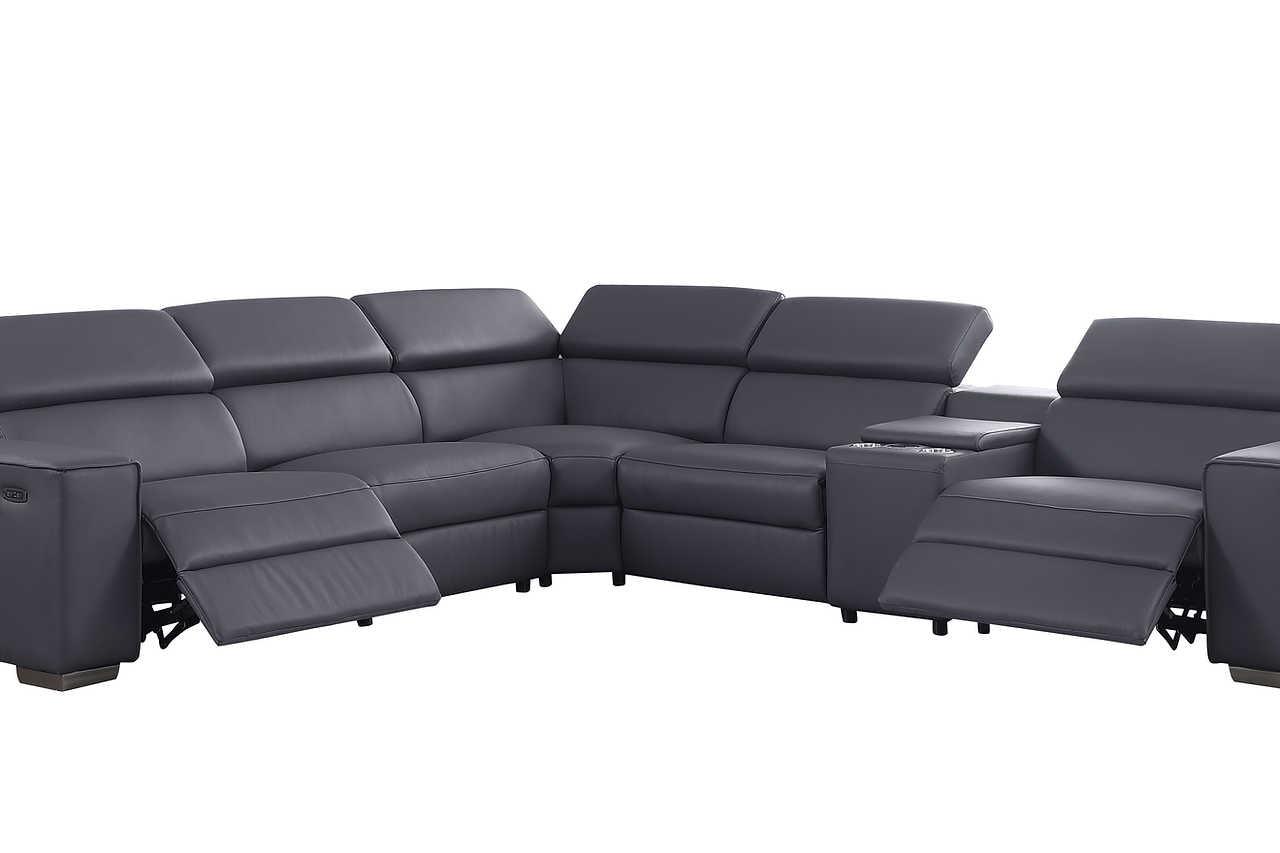 Picasso Dark Gray 6-Piece 2 Power Reclining Sectional - Image 2