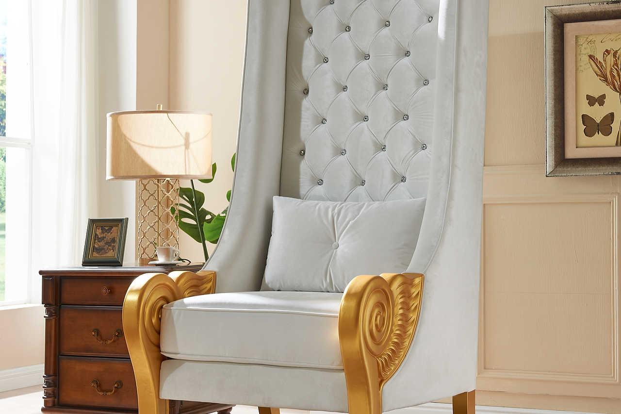 Throne White 62.5" Tall Accent Chair - Image 2