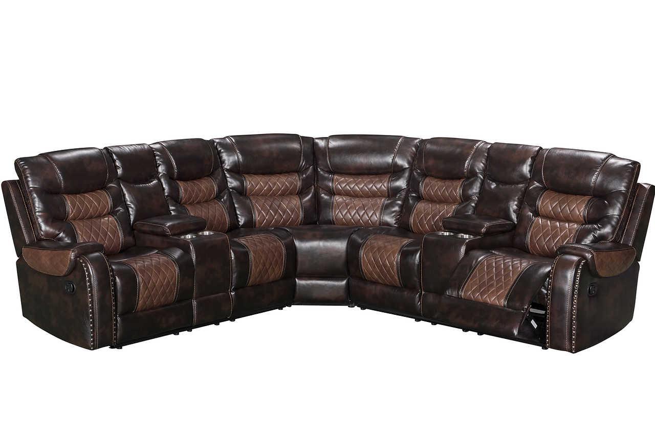 Phoenix II Brown Upholstered Reclining Sectional - Image 2