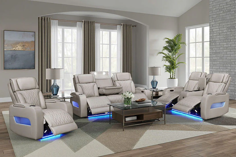 Skyline Sand Leather Recliner - Image 1