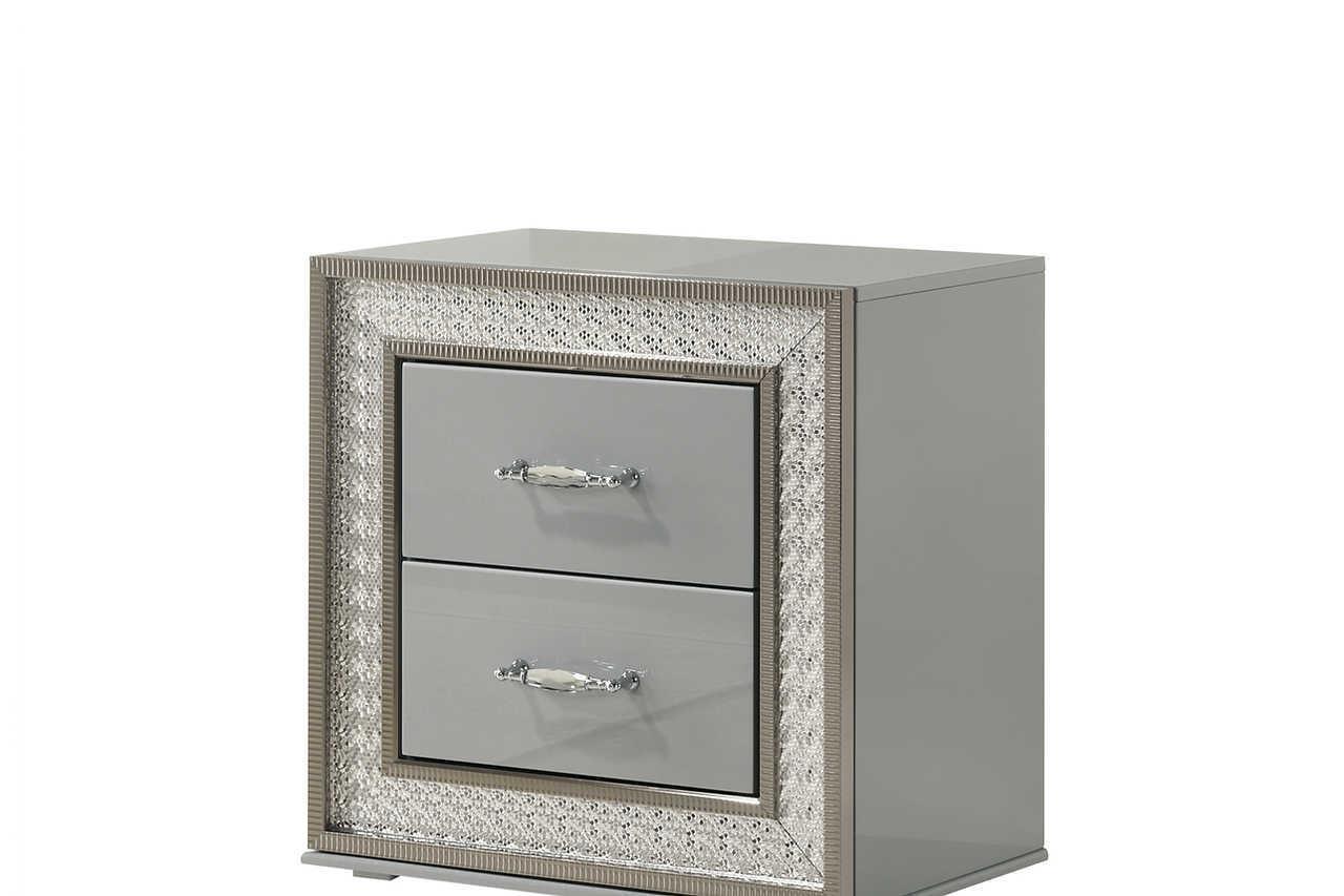 Dubai Metallic Silver Nightstand - Image 1