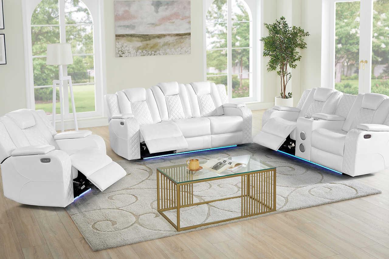 Eclipse White Air Leather 2-Piece Power Reclining Set - Image 1
