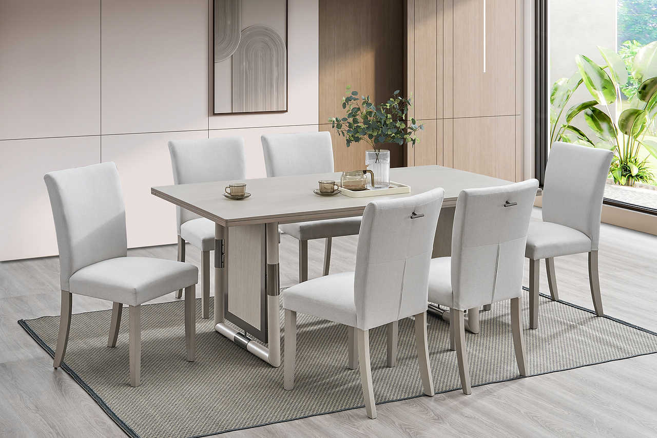 Urban Gray Upholstered Dining Room Set - Image 1