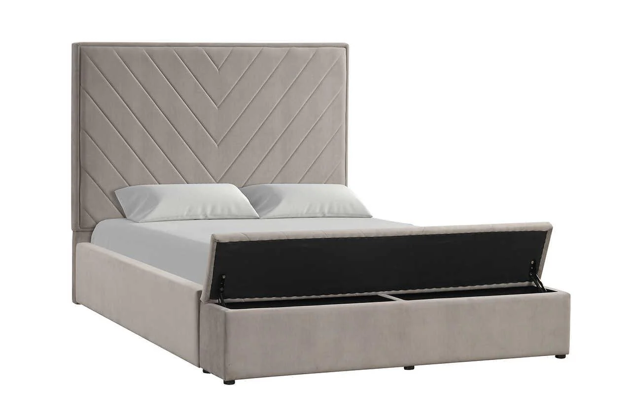 Mio Gray Velvet Panel Queen Bed - Image 2