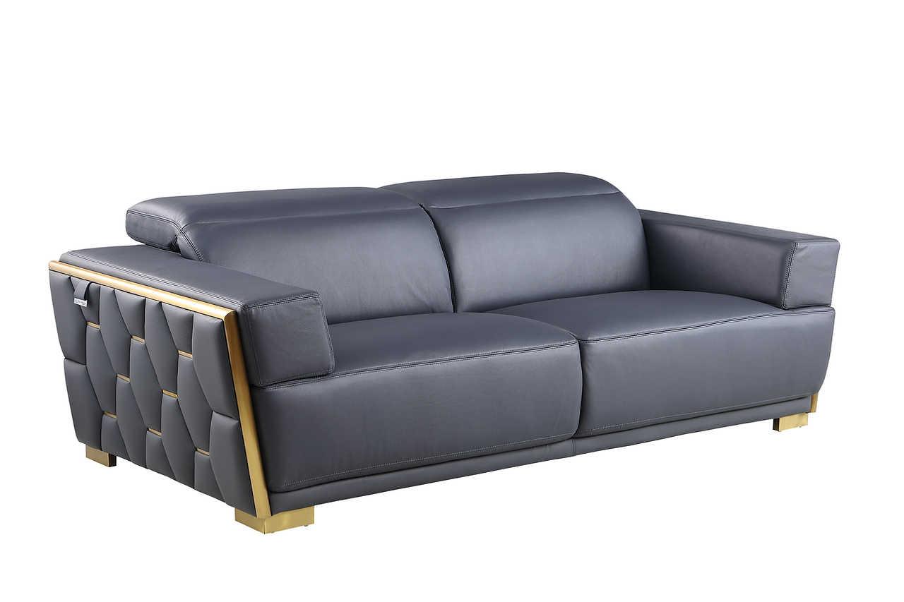 Hexor Navy Leather Living Room Set - Image 3