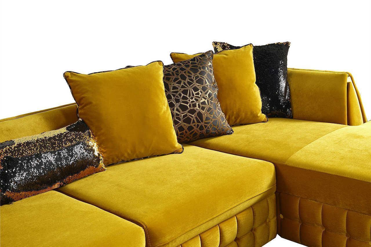Sicilya Mustard Velvet Sectional - Image 3