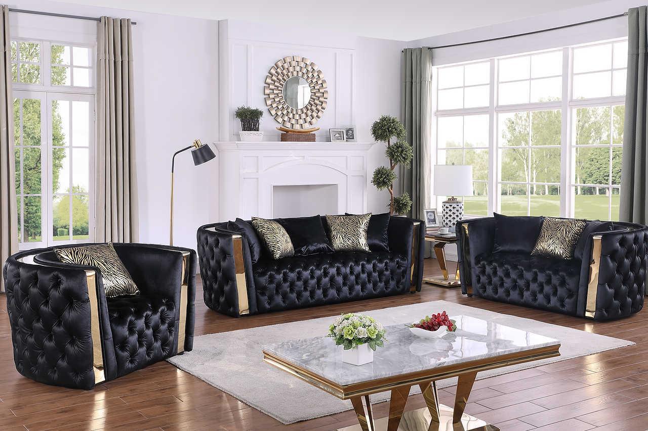 Roka Black Tufted Chair - Image 2