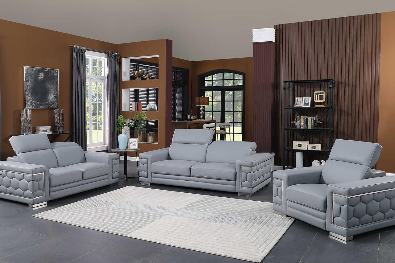 Favo Light Blue Leather Chair - Image 2