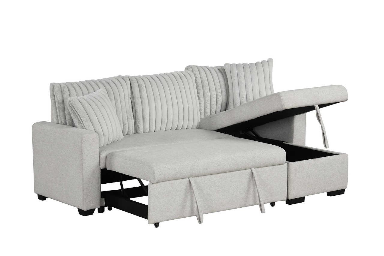 Nori Gray Upholstered Sectional w Pull-Out Bed - Image 2