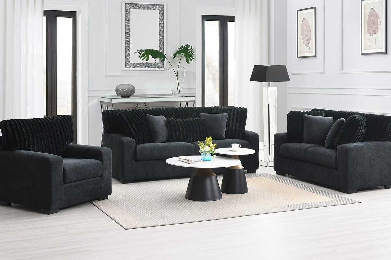 Tarra Black Fabric Living Room Set - Image 1
