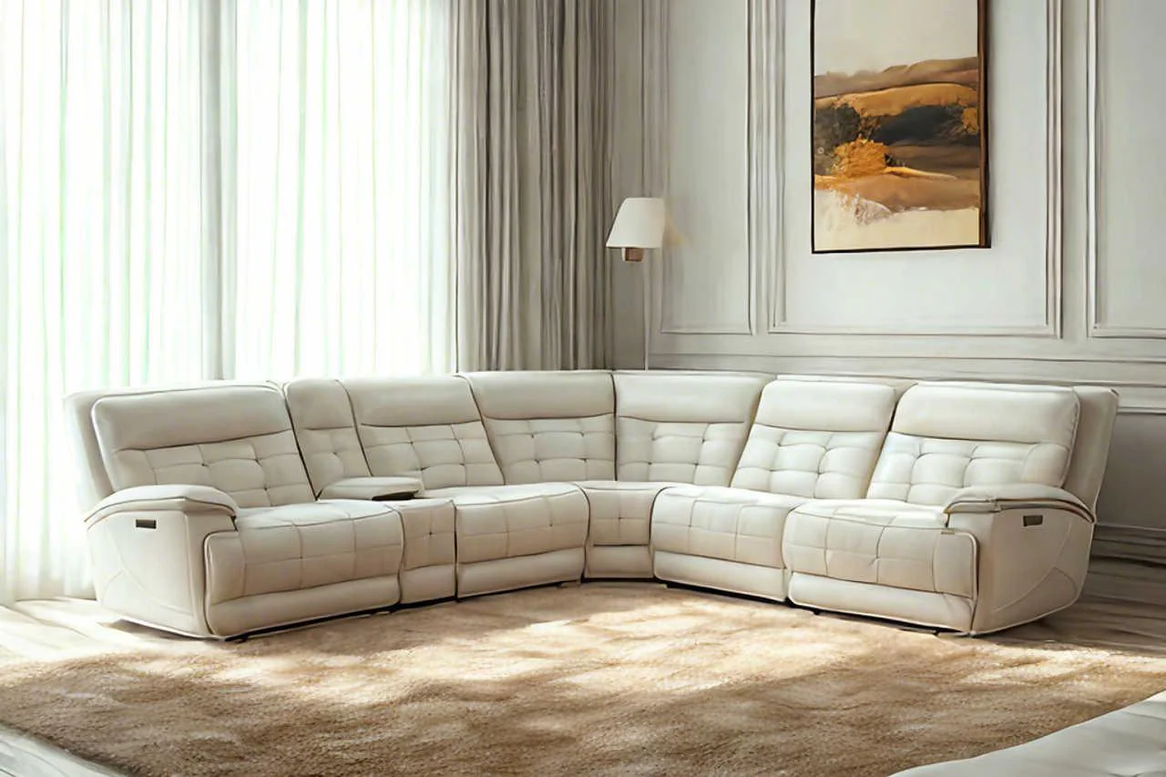 Starlight Sand Reclining Sectional w Power Adj Headrest - Image 1