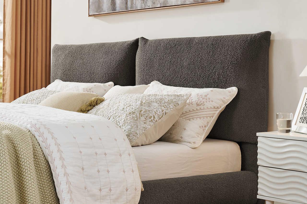 Zima Brown LED Upholstered Platform King Bed - Image 3