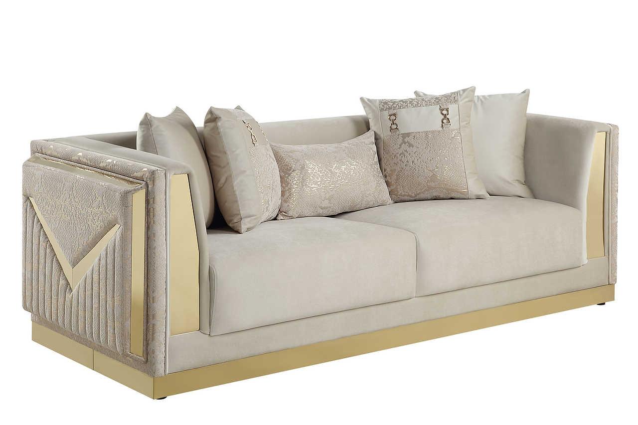 Monaco Cream Velvet Living Room Set - Image 2