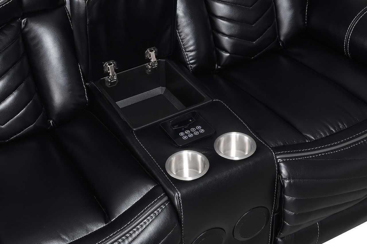 Lucky Charm Black 3-Piece Power Reclining Set - Image 2