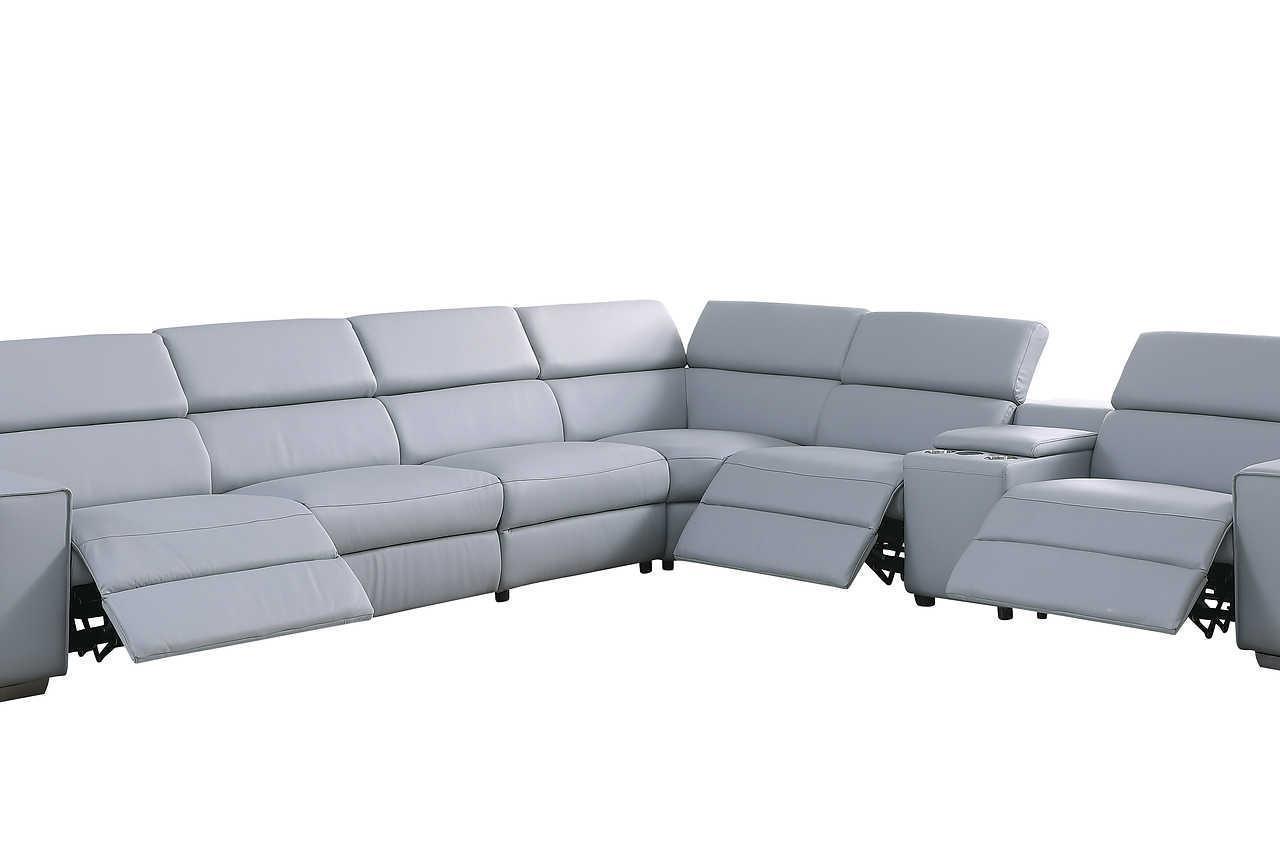 Picasso Light Blue 7-Piece 3 Power Reclining Sectional - Image 3