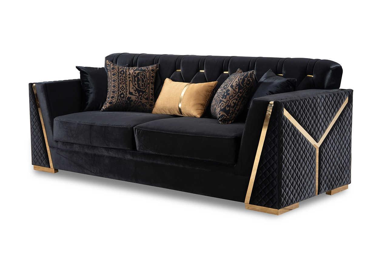 Hilena Black Velvet Living Room Set - Image 3