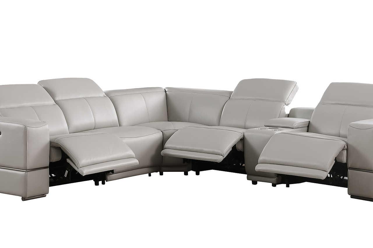 Franco Light Gray 6-Piece 3 Power Reclining Sectional - Image 2