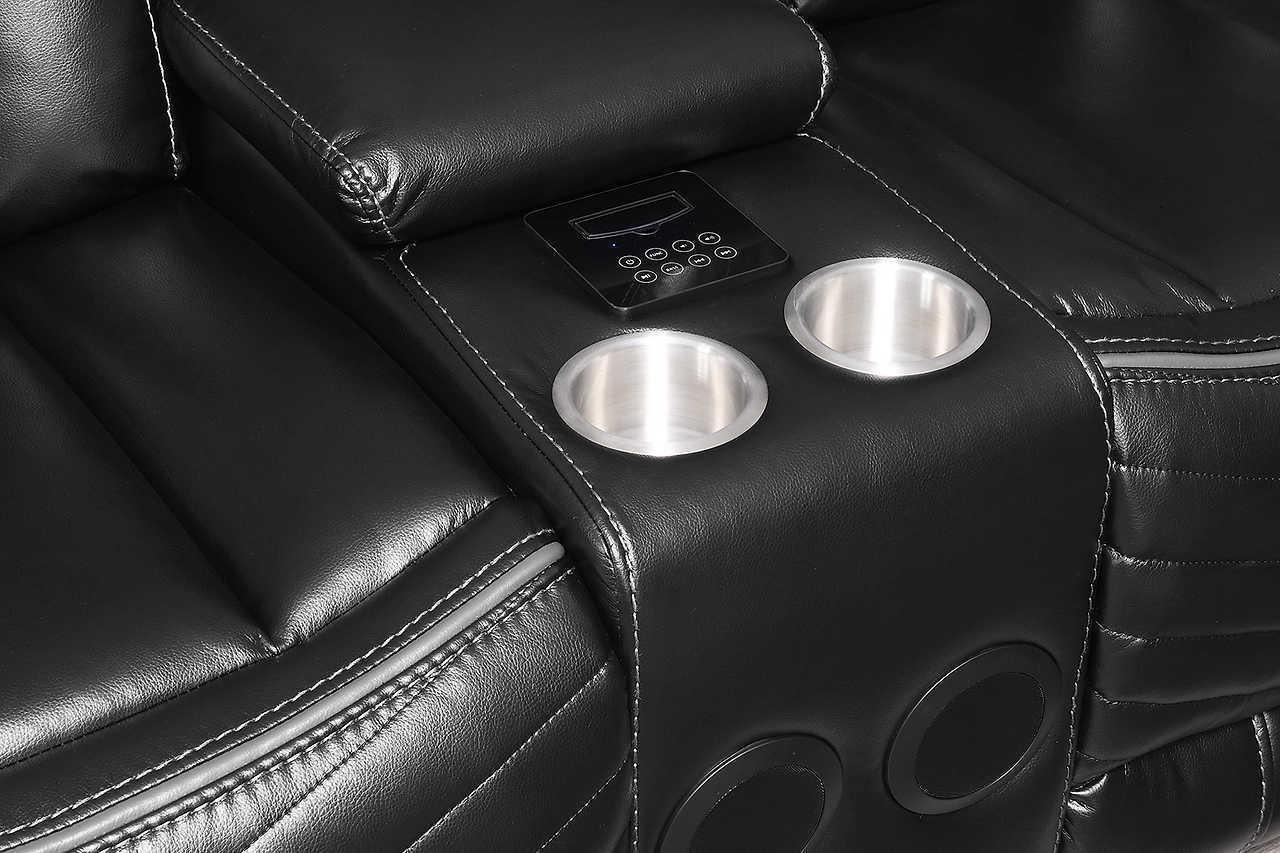 Lucky Charm Black Power Reclining Sectional - Image 2