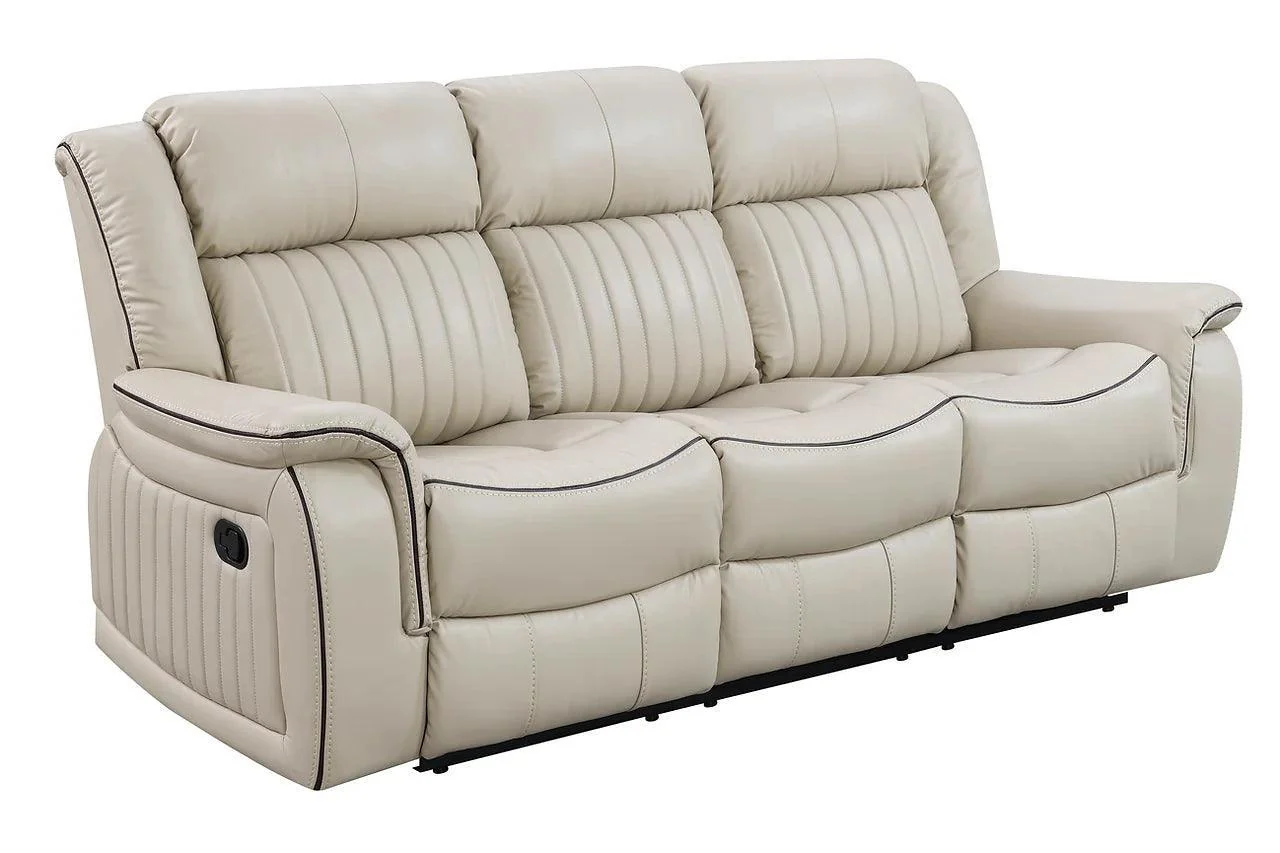 Lavon Cream Faux Leather Reclining Set - Image 2