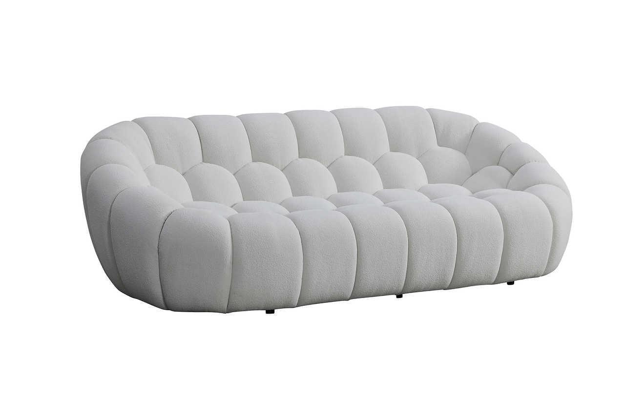 Bubbles White Boucle Living Room Set - Image 2