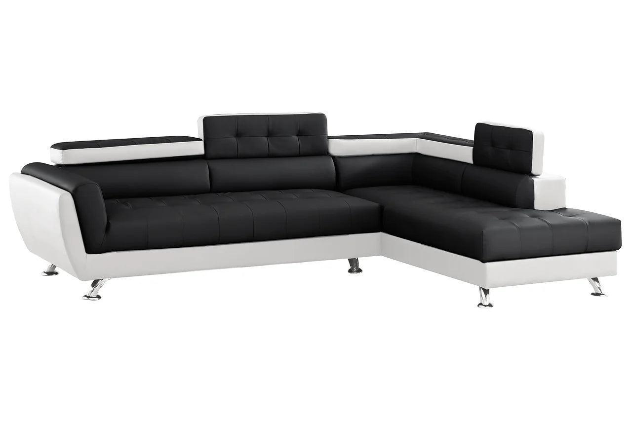 Izzi Black White Tufted Sectional - Image 2