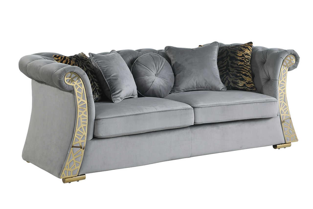 Curamo Grey Velvet Living Room Set - Image 3