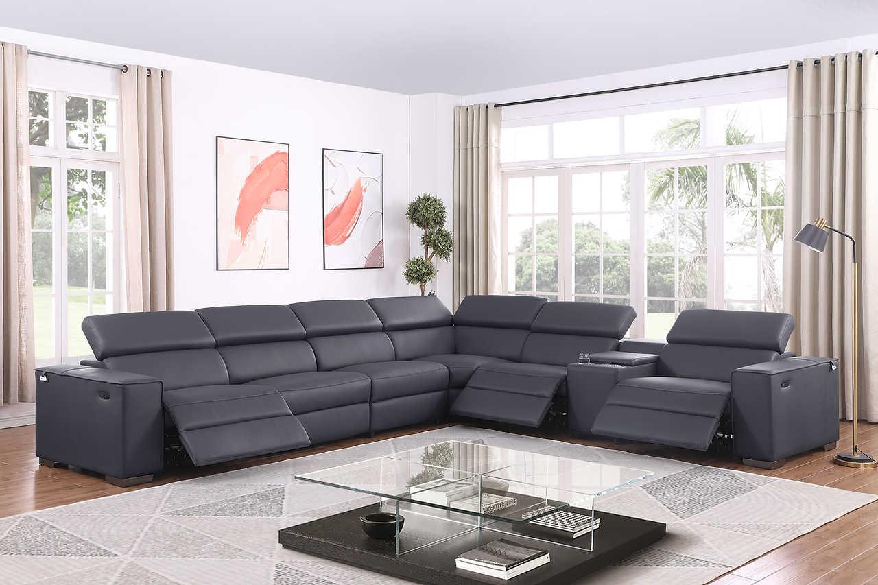 Picasso Dark Gray 7-Piece 3 Power Reclining Sectional - Image 1