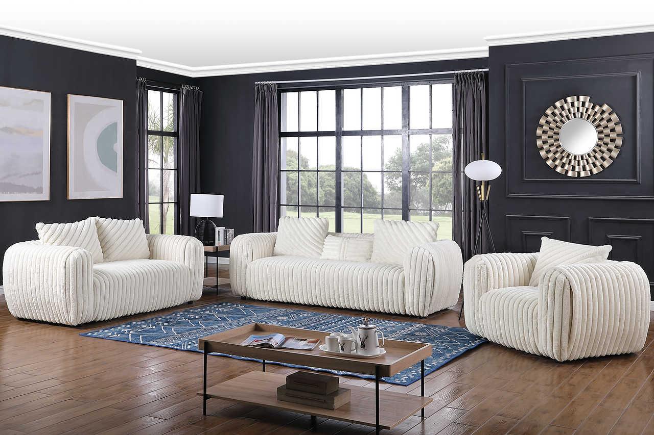 Eli White Fabric Living Room Set - Image 1