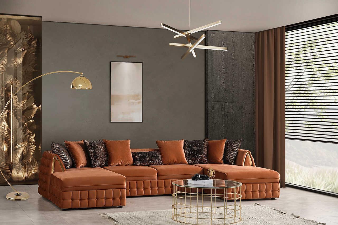 Sicilya Rust Orange Sectional - Image 1