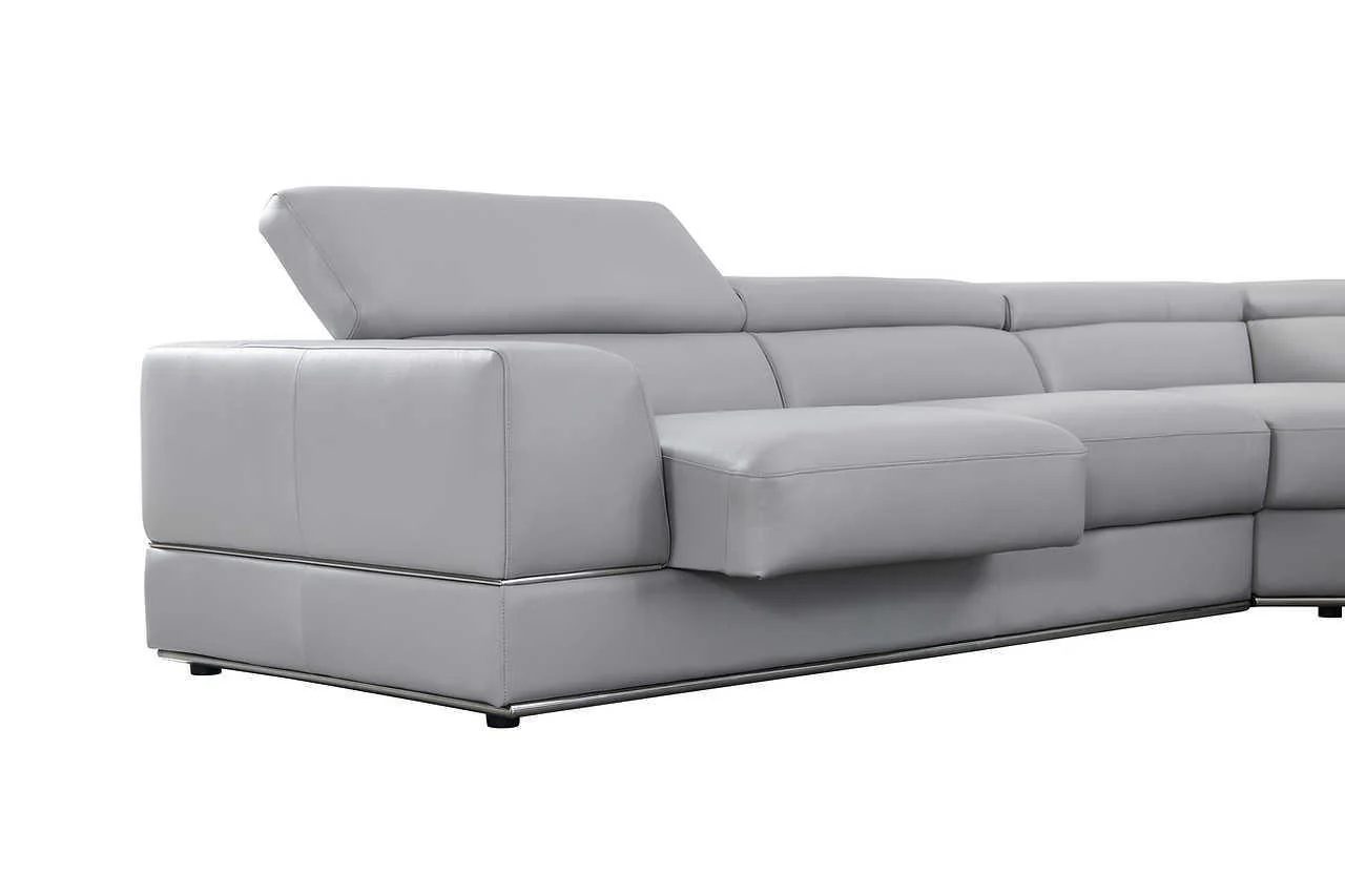 Pella Light Gray Leather RAF Sectional - Image 3